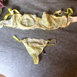 Adore me yellow lace bra and panty set